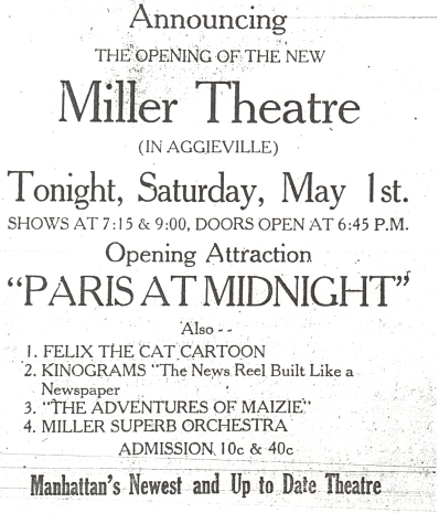 Miller opens May 1 1926